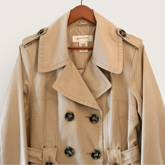 JONES NEW YORK Double Breasted Belted 3/4 Length Womens Classic Trench Coat | XL - Picture 4 of 11